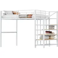 Xdovet Hochbett 140 x 200 Stabile Metallkonstruktion mit geräumigem Stauraum unter dem Bett und Treppe,Stauraumbett für maximale Platzeffizienz