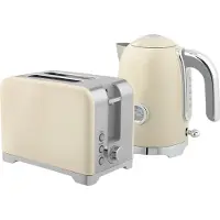 Dopwii Wasserkocher- und Toaster-Set, 2200W, 7 Bräunungsstufen, versch. Funktionen, Creme