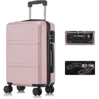 YONSLY Premium Reisekoffer TSA-Schloss,YKK-Reißverschluss Hartschalen-Koffer Trolley Kabinenkoffer Rollkoffer Suitcase Handgepäck 4 Rollen (Roségold, M)