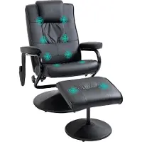 SUGIFT 360° drehbarer Relaxsessel Fernsehsessel, Massagesessel mit Hocker, Liegefunktion Kunstleder, 10 Massagepunkte, Schwarz | 16,6 kg | 77x84x95 cm