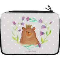 Mr. & Mrs. Panda Etui Bär Königin - Grau Pastell - Geschenk, Mom, Teddy, Schlampermäppchen, Muttertag, Federmäppchen, für Stifte, Federtasche, Lieblingsmensch, Mutter
