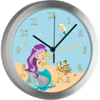 CreaDesign Kinderzimmer Funkwanduhr, Funkuhr Wanduhr Kinder, Meerjungfrau 25 cm