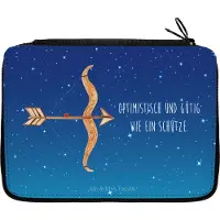 Mr. & Mrs. Panda Federtasche Sternzeichen Schütze - Sternenhimmel Blau - Geschenk, Bleistiftetui, Etui, Federmappe, Mäppchen, Federmäppchen, Geburtstag Dezember, November