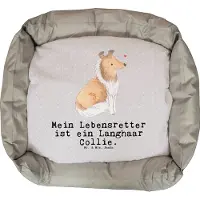 Mr. & Mrs. Panda Hundesofa Langhaar Collie Lebensretter - Grau Pastell - Geschenk, Hund, Nikolaus, Hundekorb, Dankeschön, Britischer Hütehund, Vatertag, Valentinstag