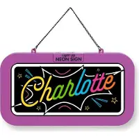 History & Heraldry GmbH LED Leuchtschild Neonschild mit Namen , Leuchtende Wanddekoration mit Batterie, 18,7x10,3x1,6cm - Charlotte