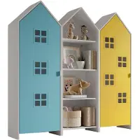 58 aufm Kessel Regalschrank Set Kania 173x37x171 Standregal MDF Weiß /Bunt