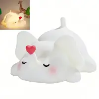 Dopwii Herzf?rmiger Elefant Silikon Nachtlicht ,Kinder LED Tischlampe, Wiederaufladbar, 3 Helligkeitsstufen, Warmwei?, 1200mAh Akku