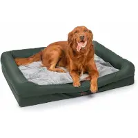 Raikou Hundematte Hundebett mit Abnehmbarem Kissen, waschbar und rutschfest Schlafplatz Hundesofa Tierbedarf, Dunkelgrün, 100x80x9cm