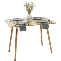 Relaxdays Esstisch, eckig, HxBxT: 75 x 110 x 70 cm, MDF & Bambus, für 4 Personen, skandinavischer Esszimmertisch, natur