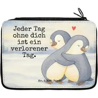 Mr. & Mrs. Panda Federmappe Pinguine Kuscheln Design - Weiß - Geschenk, Etui, Mäppchen, für Frauen, Freundin, Stiftetasche, Valentinstag, Bleistiftetui, Schlampermäppchen