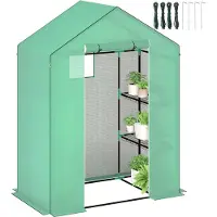 Outsunny Gewächshaus mit Rolltür, Fenster, Regale, winterfest Foliengewächshaus