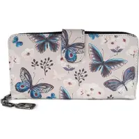 StyleBREAKER Damen Geldbörse mit buntem Schmetterling Muster, Vintage Design, Reißverschluss, Portemonnaie 02040156