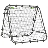 XTEILC Fußball Rebounder Klappbar Verstellbar in 5 Stufen beidseitiger Rückprallwand Netz Kickback Tor für Fußball Training 100 x 95 x 90 cm Schwarz