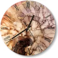 DEQORI Glasuhr Ø30 cm Römisch 'Fließende Vielfalt' Wanduhr Glas Uhr Design leise Küchenuhr