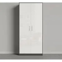 SMARTBett GmbH SMARTBett Schrank Kleiderschrank Aktenschrank 100 cm Anthrazit/Weiss Glanz