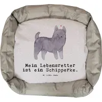 Mr. & Mrs. Panda Hundekorb Schipperke Lebensretter - Grau Pastell - Geschenk, Belgische Hunderasse, Hund, Dankeschön, Geburtstag, Vatertag, Weihnachten, Hundeschlafplatz