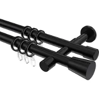 Interdeco Gardinenstange / Vorhangstange Schwarz, Typ Prestige Sitra (Konus), 20 mm Ø 2-läufig, 100 cm