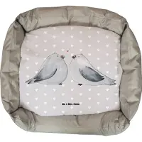 Mr. & Mrs. Panda Hundekissen Turteltauben Liebe - Grau Pastell - Geschenk, Geburtstag, Dankeschön, Weihnachten, Hochzeit, Partner, Freundin, Hochzeitstag, Hund, Nikolaus