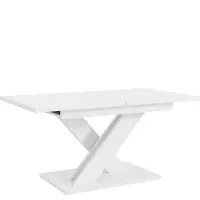 MEBLINI Esstisch Ausziehbar - Esszimmertisch Modern - Küchentisch - Säulentisch - Ausziehtisch - Dining Table - Esszimmertische - 140-180x80x75cm - BRONX - Weiß Matt