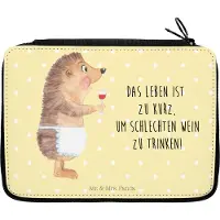 Mr. & Mrs. Panda Bleistiftetui Igel Wein - Gelb Pastell - Geschenk, Lustige Sprüche, Spruch, Federmäppchen, Federtasche, Weinliebhaber, Mäppchen, Rotwein, Weißwein, Etui