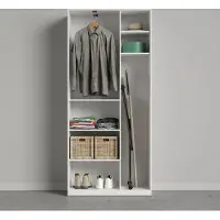 SMARTBett GmbH SMARTBett Schrank Kleiderschrank Aktenschrank 100 cm Weiss/Wildeiche