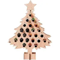 Snq H?lzerner Advents Kalender Wein Regal, Weihnachts-Countdown- mit Bierflaschen Halter, fš¹r Feiertags Party Tabletop-Display (Tree Shape-Large)