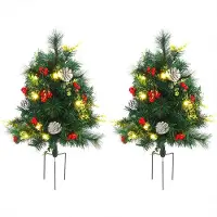 Xdovet 2-er Set Weihnachtsbäume mit LED-Lichtern Mini-Christbaum Künstlichen Weihnachten Tannenbaum Weihnachtsdekoration Ø33 x 75 cm Grün