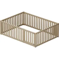 Xdovet Kinderbett mit Zaun und Tür 140 x 200cm Holzfarbe
