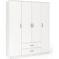 Roe furniture Kleiderschrank Garderobe Mehrzweckschrank Weiss 205 x 160 x 52 cm