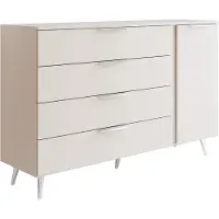Lookway Kommode LINA KASZMIR 1D4S auf hohen Beinen Silberchrom/Kaschmir mit LED-Beleuchtung, Breite 140 cm