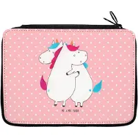 Mr. & Mrs. Panda Schlampermäppchen Einhörner Umarmen - Rot Pastell - Geschenk, Geschwister, Schulmäppchen, Familie, Federtasche, Bleistiftetui, Unicorn, Freundin, Einhorn