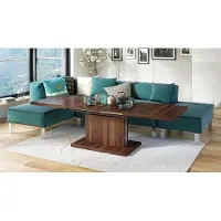 Designimpex Design Couchtisch Tisch Aston stufenlos höhenverstellbar ausziehbar 120 bis 200cm Esstisch