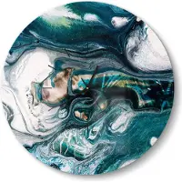 DEQORI Glasuhr Ø50 cm Modern 'Flüssige Marmorkunst' Wanduhr Glas Uhr Design leise Küchenuhr