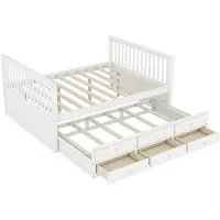 Xdovet Einzelbetten, Kinderbetten(90x200cm+90x190cm)Tagesbetten,Massivholzbetten, Einzelbetten mit Bettauszug, Einzelbetten mit drei Schubladen