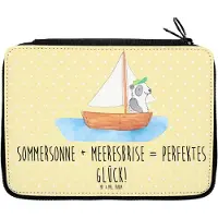 Mr. & Mrs. Panda Federmäppchen Sommer Meer Glück Motiv - Gelb Pastell - Geschenk, Federmappe, Küstenurlaub, Handgefertigte Produkte, Bleistiftetui, Etui, Küste, Malmappe