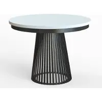 MEBLINI Esstisch Rund Ausziehbar aus Metall - Loft - Esszimmertisch Modern - Küchentisch - Ausziehtisch - Round Dining Table - Esszimmertische - 100-176x77cm - LAMORE - Weiß Matt/Schwarz Matt