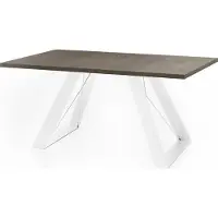 WFL GROUP Esstisch Colter Weiß im Modern Still, Rechteckig Tisch - Ausziehbar von 140 cm bis 240 cm, Pulverbeschichtete Weiße Metallbeine - 140 x 80 cm - Dunkel Beton
