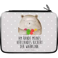Mr. & Mrs. Panda Bleistiftetui Bär Gefühl - Grau Pastell - Geschenk, Wahnsinn, Durchgedreht, Verrückt, Etui, Mäppchen, Teddy, Schlampermäppchen, für Stifte, Federmappe