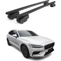 Omtec Dachträger Gepäckträger für Volvo V60 2018-2023 Querträger ABE Alu Schwarz