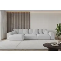 ALTDECOR Ecksofa mit Schlaffunktion und Bettkasten ESKAR-L2 - 364x176x72 cm Hellgrau - Corner Sofa Bett Eckcouch Couch L-Form Schlafcouch Ausziehbar Wohnlandschaft Schlafsofa Cauchsofa