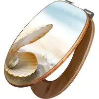 Banjado Design WC Sitz Bambus Absenkautomatik -Perlenmuschel - Toilettendeckel mit Absenkautomatik Holz/hochwertiger Bambus Klodeckel/WC-Sitz für alle gängigen Toiletten [TDB2 10265]