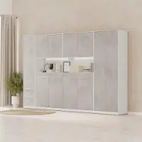 SMARTBett GmbH SMARTBett Schlafzimmer Set Schrankbett Jugendzimmer Weiss/Beton