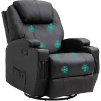 Slyrun Massagesessel Elektrisch Relaxsessel Fernsehsessel Massagefunktion 5 Massage-Modi Liegefunktion Kunstleder Holz Metall Schaumstoff Schwarz 84 x 92 x 109 cm