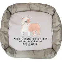 Mr. & Mrs. Panda Hundekorb Englische Bulldogge Lebensretter - Grau Pastell - Geschenk, English Bulldog, Vatertag, Hund, Muttertag, Welpen, Valentinstag, Hundebesitzer