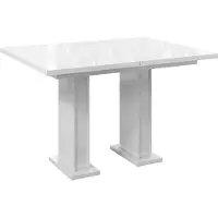 MEBLINI Esstisch Ausziehbar - Esszimmertisch Modern - Küchentisch - Ausziehtisch - Säulentisch - Ausziehbarer Tisch - Dining Table - Esszimmertische - 120-160x80x76cm - GLOSS - Weiß Hochglanz
