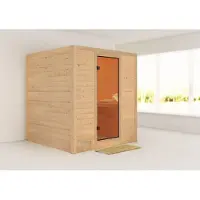 Karibu Sauna Innensauna Mojave Fronteinstieg ohne Zubehör 196x195x200 cm ohne Dachkranz mit Bronzierter Tür