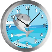 CreaDesign Funkuhr, Kinder Wanduhr, Kinderuhr, Kinderzimmer Hai