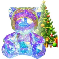 Welikera Nachtlicht, DIY Leuchten Teddybär Rosenbär Dekoration, DIY Rosenbär Colorful Bär,Geschenke für Freundin,Geburtstagsgeschenk