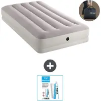 Intex Luftbett - 1 Person - 99 x 191 x 30 cm - Grau - Inklusive Pumpe - Reperaturset