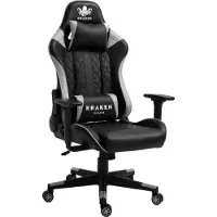 Kraken Chairs Helios Bürostuhl Ergonomisch, Schreibtischstuhl, Drehstuhl, Gaming Sessel, Gamingstuhl, bis zu 130 kg, Schwarz/Silber
